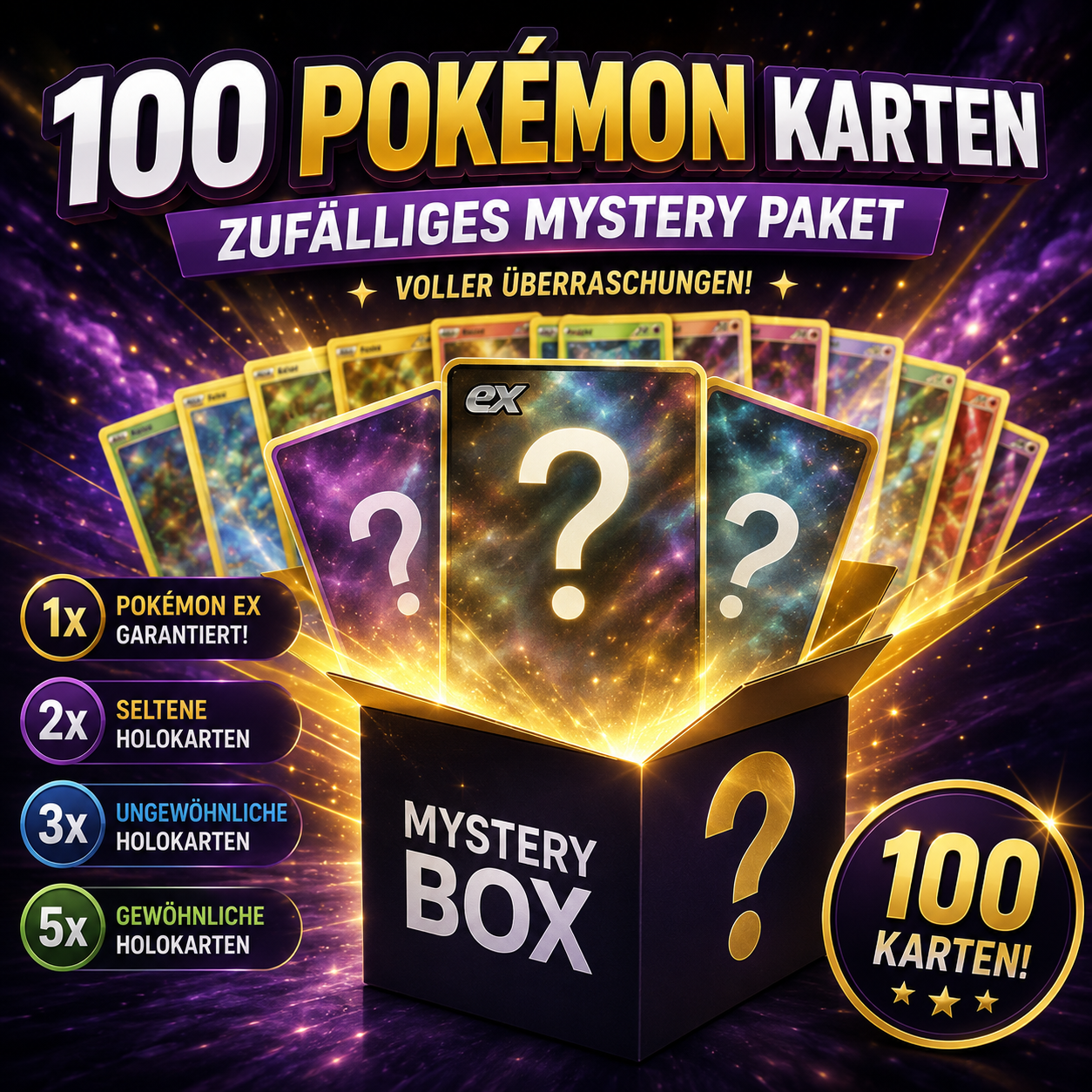 100 zufällige Pokémon Karten - Deutsch